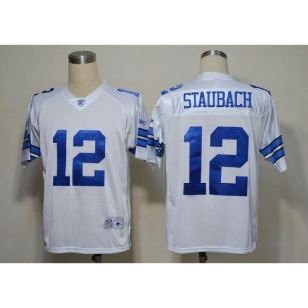 Cowboys #12 Roger Staubach White Legend Throwback Stitched NFL Jersey