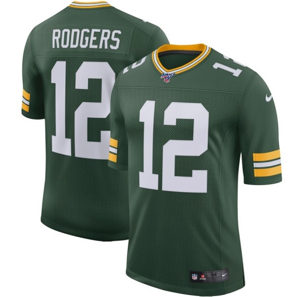 Green Bay Packers #12 Aaron Rodgers Nike 100th Season Vapor Limited Jersey Green