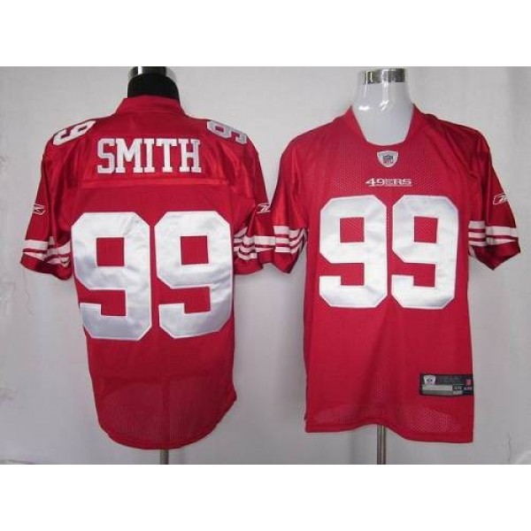 49ers #99 Aldon Smith Red Stitched NFL Jersey